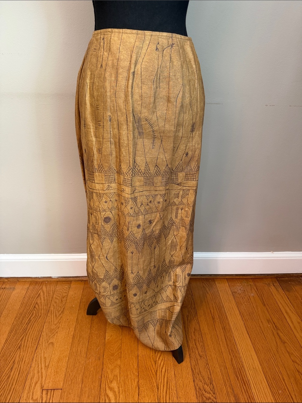 Lauren Ralph Lauren 100% Linen Wrap Maxi Skirt Tribal Print Size 6 Excellent con - Picture 6 of 8